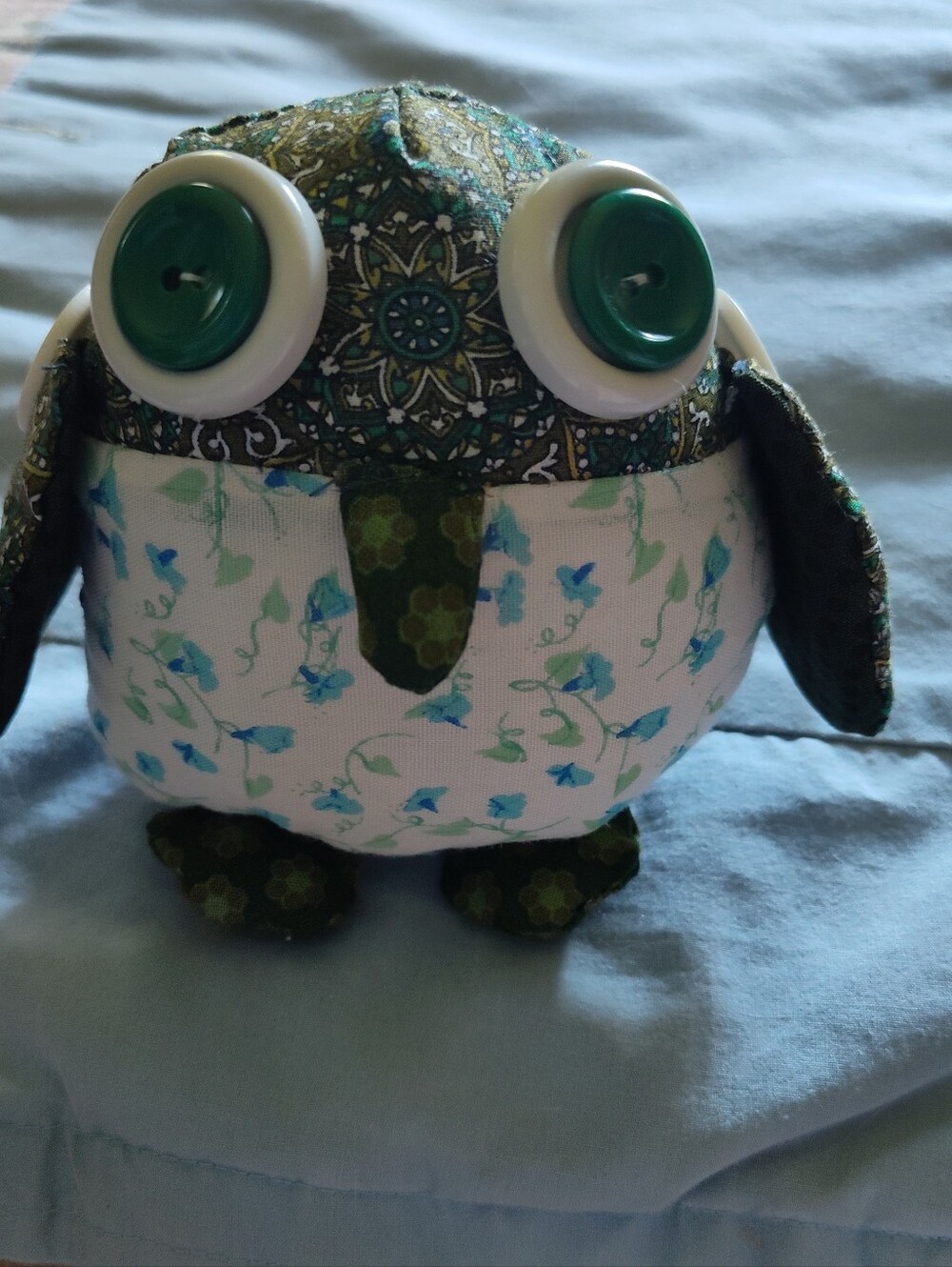 Handmade Green Floral Patchwork Owl Plush